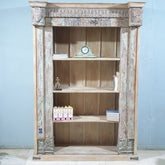 Antique Vintage Hand Carved Solid Wood Bookshelf 161X47X231 Cm Bleach